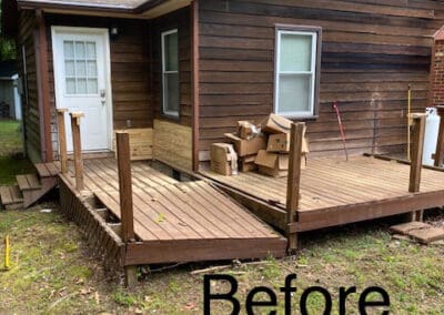 Before new wooden deck and stairs