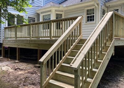 New wooden deck and stairs