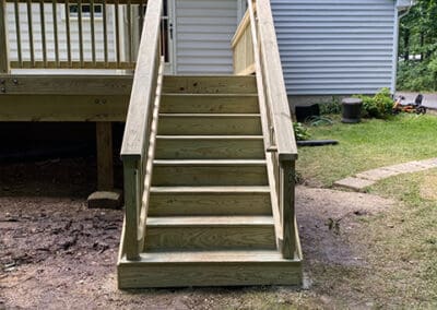 New wooden deck and stairs